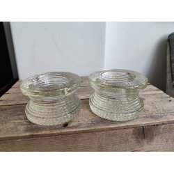 2 glas-lysestager til bloklys