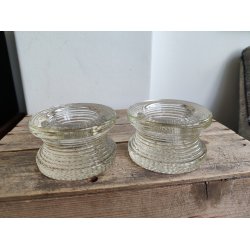 2 glas-lysestager til bloklys