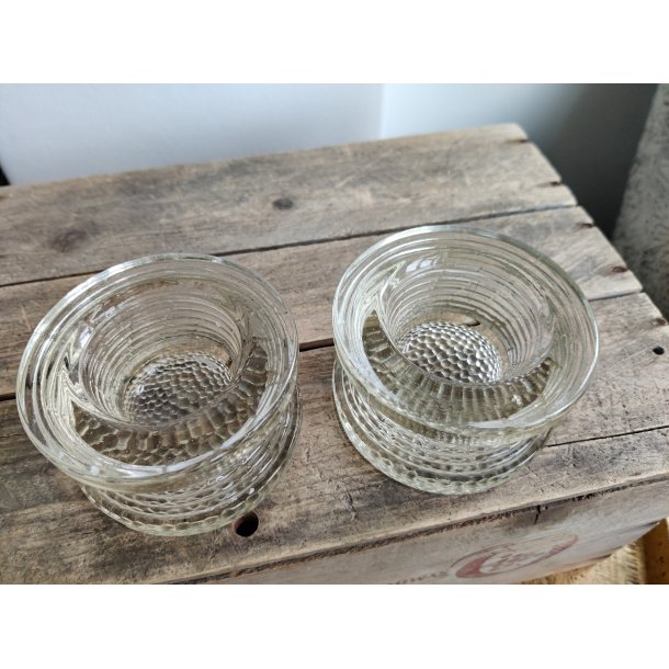 2 glas-lysestager til bloklys