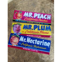 Originale frugtkasse labels med frugter