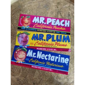 Originale frugtkasse labels med frugter