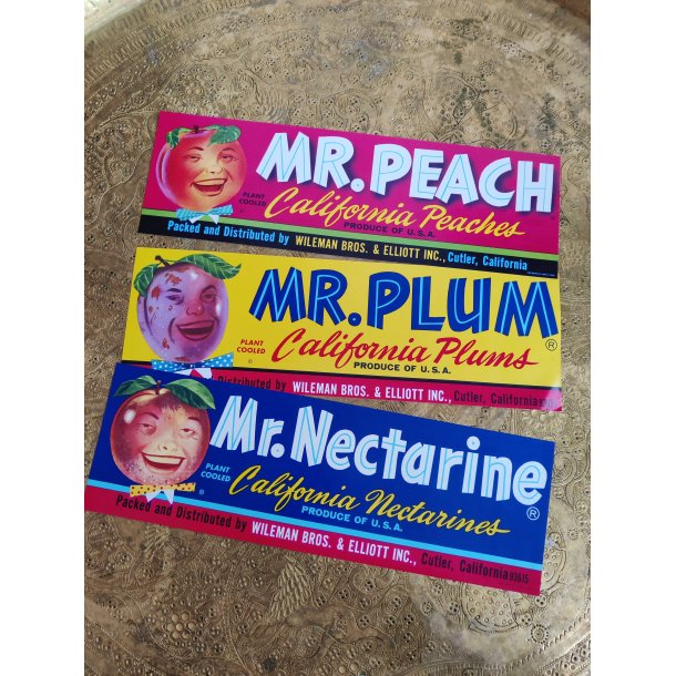 Originale frugtkasse labels med frugter