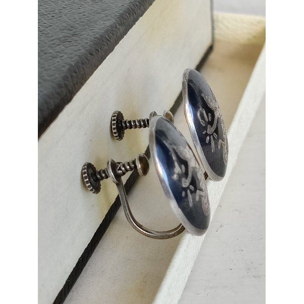 Vintage �reskruer i s�lv med danserinder