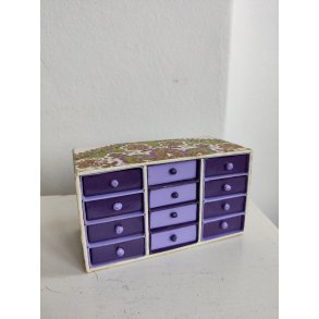 Lilla miniature kommode af t�ndstik�sker, 1970'erne