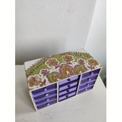 Lilla miniature kommode af t�ndstik�sker, 1970'erne