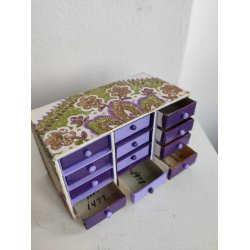 Lilla miniature kommode af t�ndstik�sker, 1970'erne