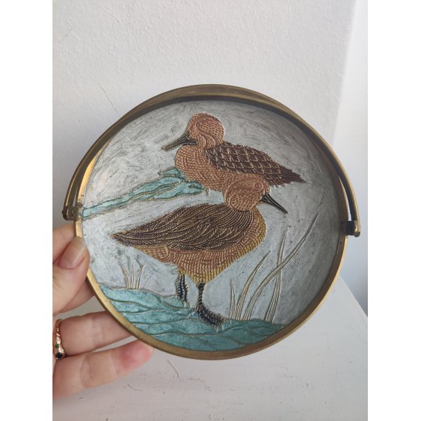 Emaljeret messingsk�l med �nder