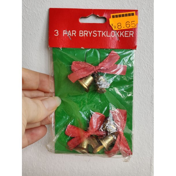 Mini klokker p� n�l:  Julebrocher i pose