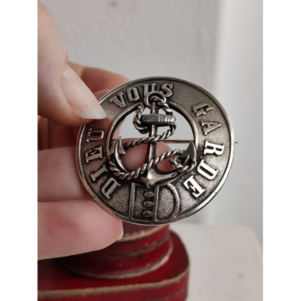 Antik fransk broche "Dieu vous garde" med anker