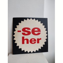 Se her! Gammelt butiksskilt af pap