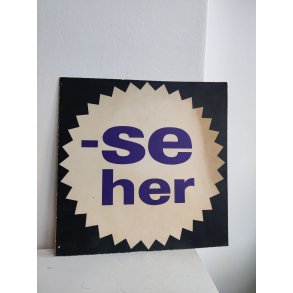 Se her! Gammelt butiksskilt af pap