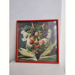 Gr�ntsags-ansigt i glas og ramme