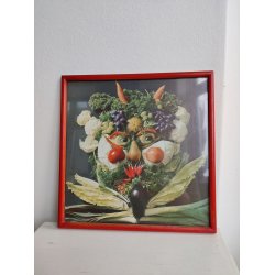 Gr�ntsags-ansigt i glas og ramme