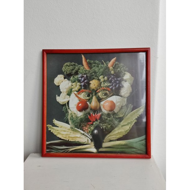 Gr�ntsags-ansigt i glas og ramme