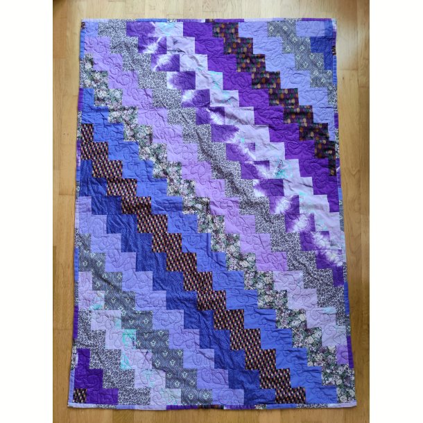 Quiltet vintage patchwork b�rnet�ppe, lilla nuancer