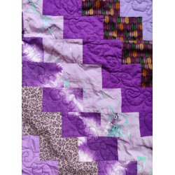 Quiltet vintage patchwork b�rnet�ppe, lilla nuancer