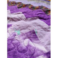 Quiltet vintage patchwork b�rnet�ppe, lilla nuancer