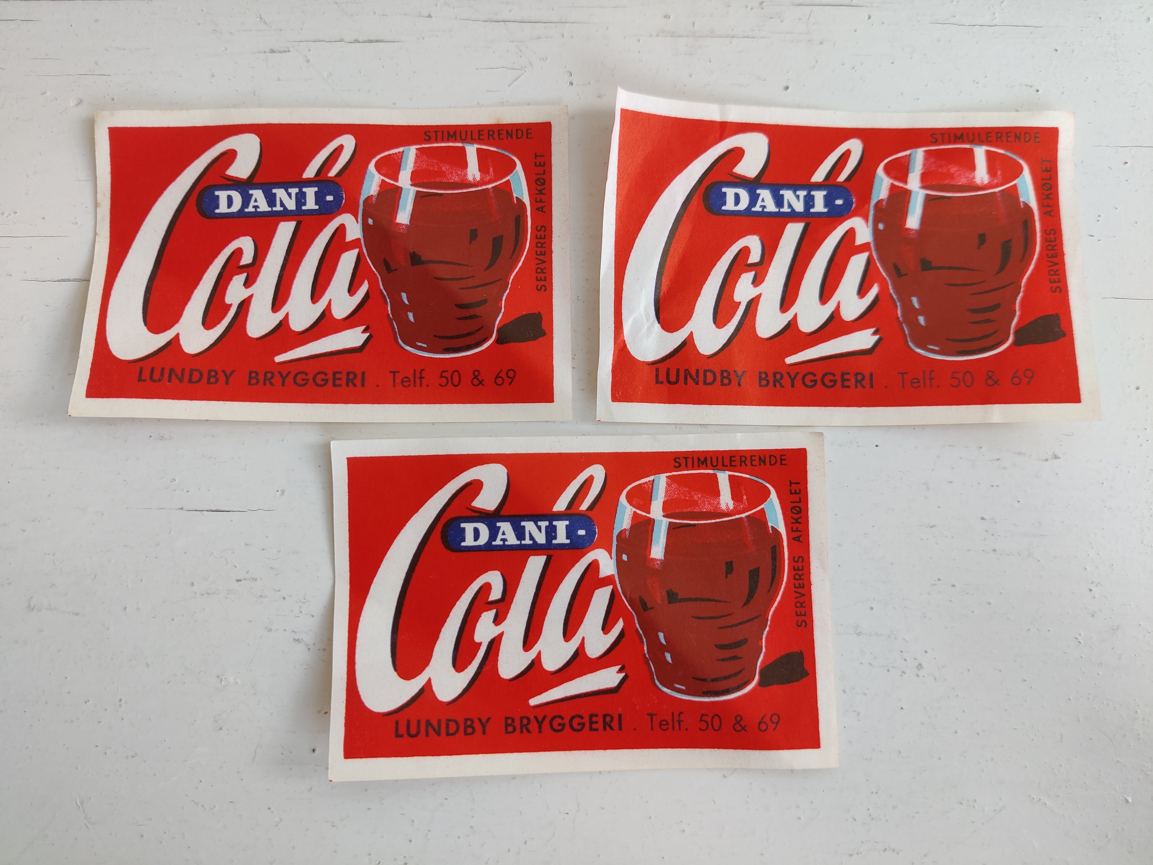 Gamle sodavandsetiketter DANI Cola