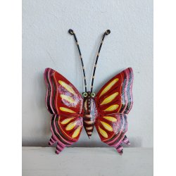 Stor sommerfugl i metal, h�ndmalet