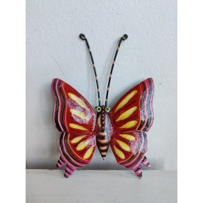 Stor sommerfugl i metal, h�ndmalet