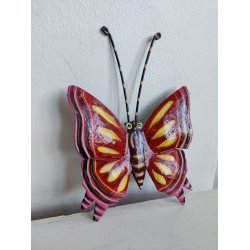 Stor sommerfugl i metal, h�ndmalet