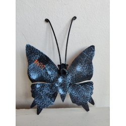 Stor sommerfugl i metal, h�ndmalet