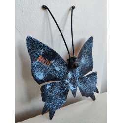 Stor sommerfugl i metal, h�ndmalet