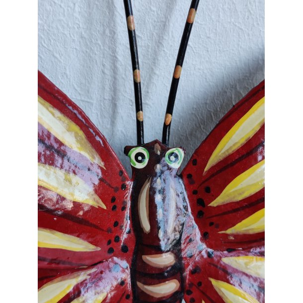 Stor sommerfugl i metal, h�ndmalet