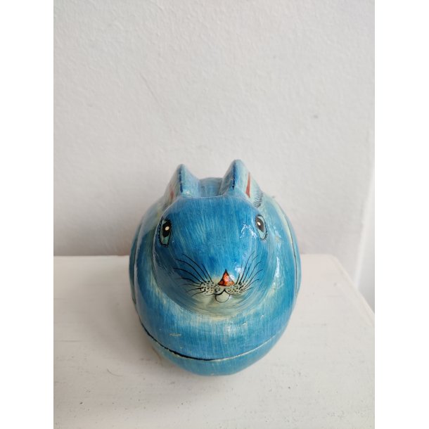 Vintage bl� kaninkrukke, candy container