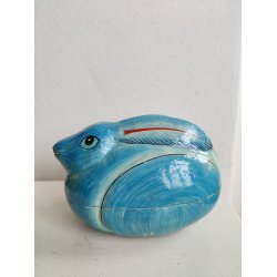 Vintage bl� kaninkrukke, candy container