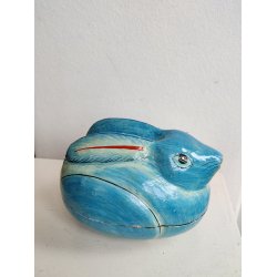 Vintage bl� kaninkrukke, candy container