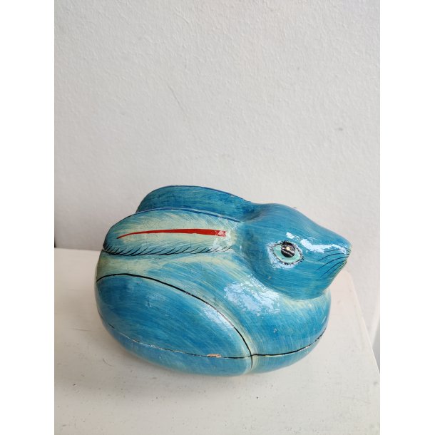 Vintage bl� kaninkrukke, candy container