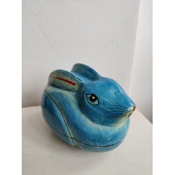 Vintage bl� kaninkrukke, candy container