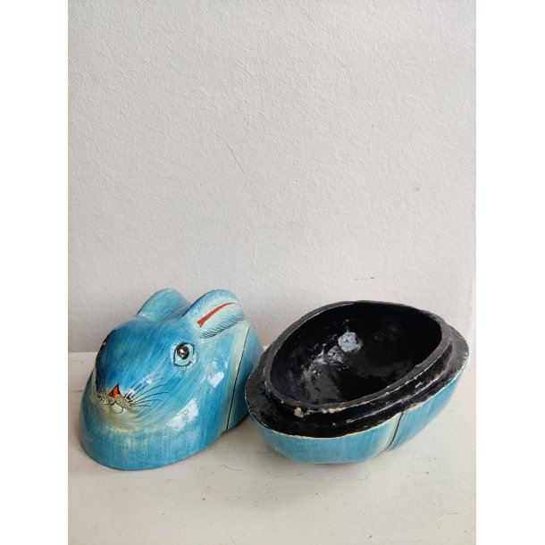 Vintage bl� kaninkrukke, candy container