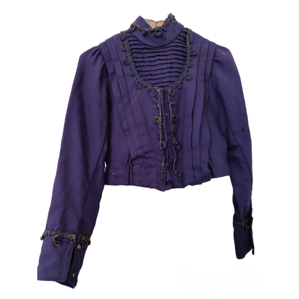 Antik lilla overdel/kjoleliv fra ca. 1890-1910