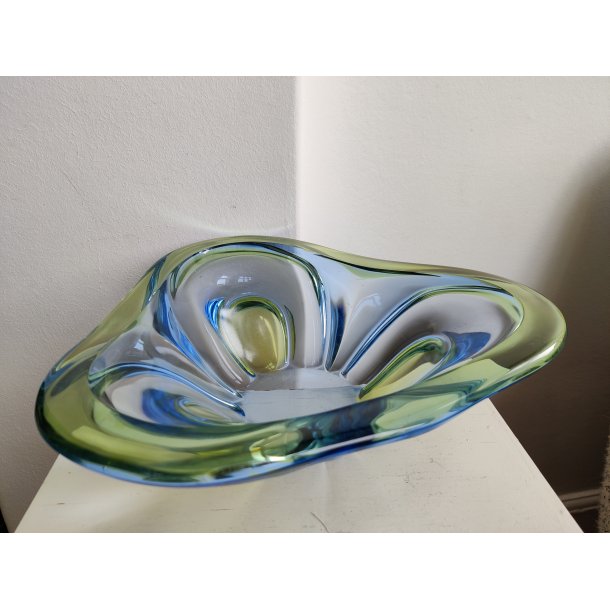 Glasfad fra 1970'erne, gr�nt og bl�t