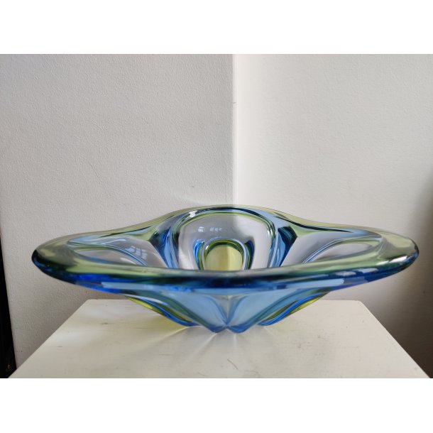 Glasfad fra 1970'erne, gr�nt og bl�t