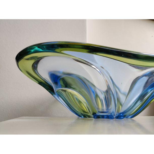 Glasfad fra 1970'erne, gr�nt og bl�t