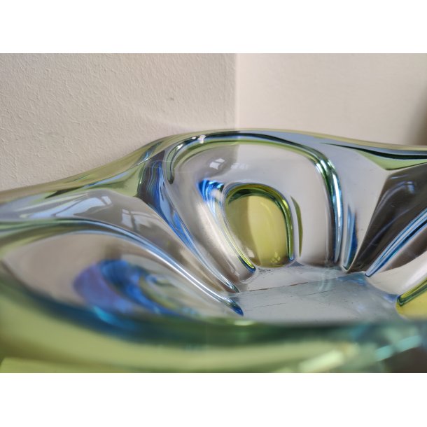 Glasfad fra 1970'erne, gr�nt og bl�t