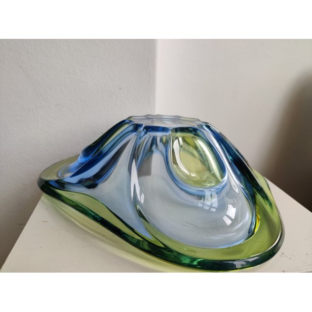 Glasfad fra 1970'erne, gr�nt og bl�t