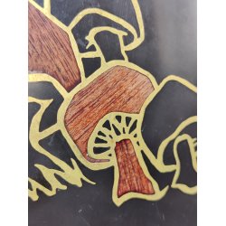 Couroc drinks-bakke fra 1950'erne, indlagt tr� og messing