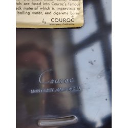 Couroc drinks-bakke fra 1950'erne, indlagt tr� og messing
