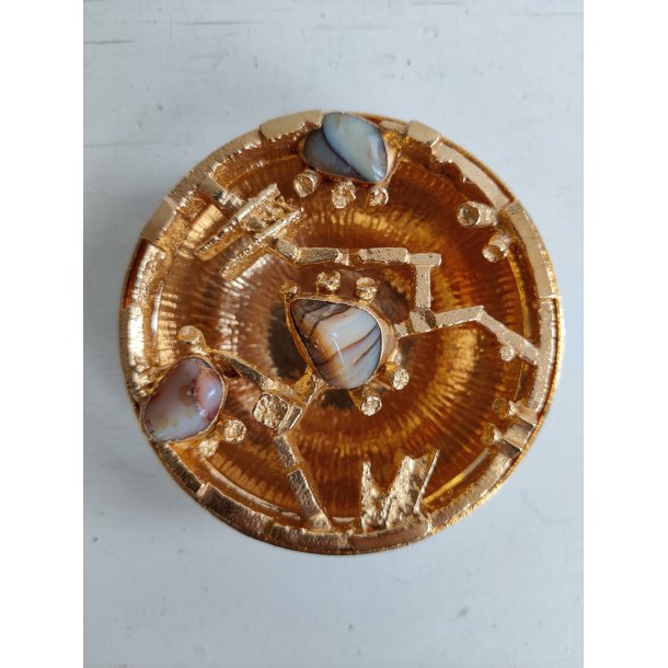 Modernistisk potpourrisk�l, 1960-1970, forgyldt med agat