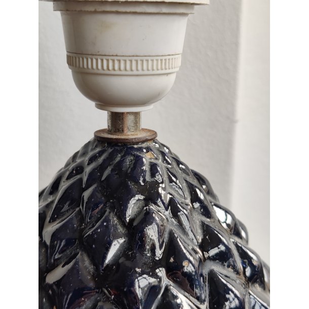 Spansk vintage keramiklampe, m�rkebl�
