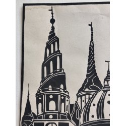 Org. linoleumstryk af K�benhavns t�rne, Copenhagen 1988
