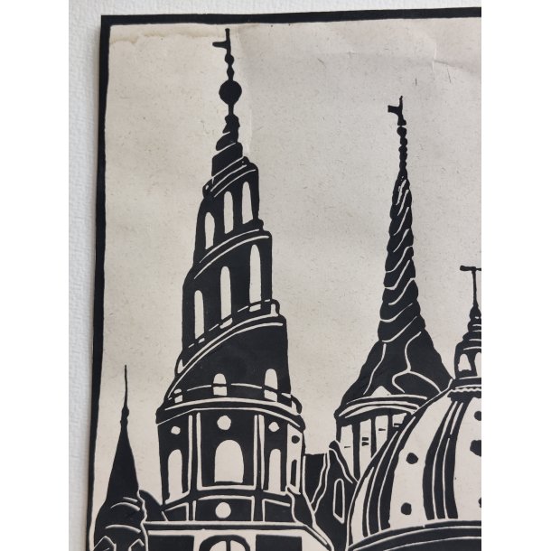 Org. linoleumstryk af K�benhavns t�rne, Copenhagen 1988