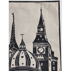 Org. linoleumstryk af K�benhavns t�rne, Copenhagen 1988