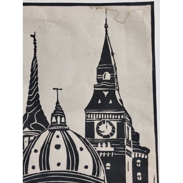 Org. linoleumstryk af K�benhavns t�rne, Copenhagen 1988