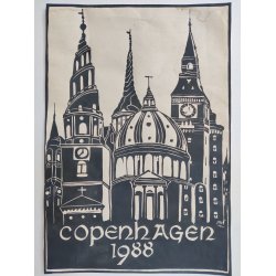 Org. linoleumstryk af K�benhavns t�rne, Copenhagen 1988