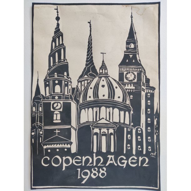 Org. linoleumstryk af K�benhavns t�rne, Copenhagen 1988